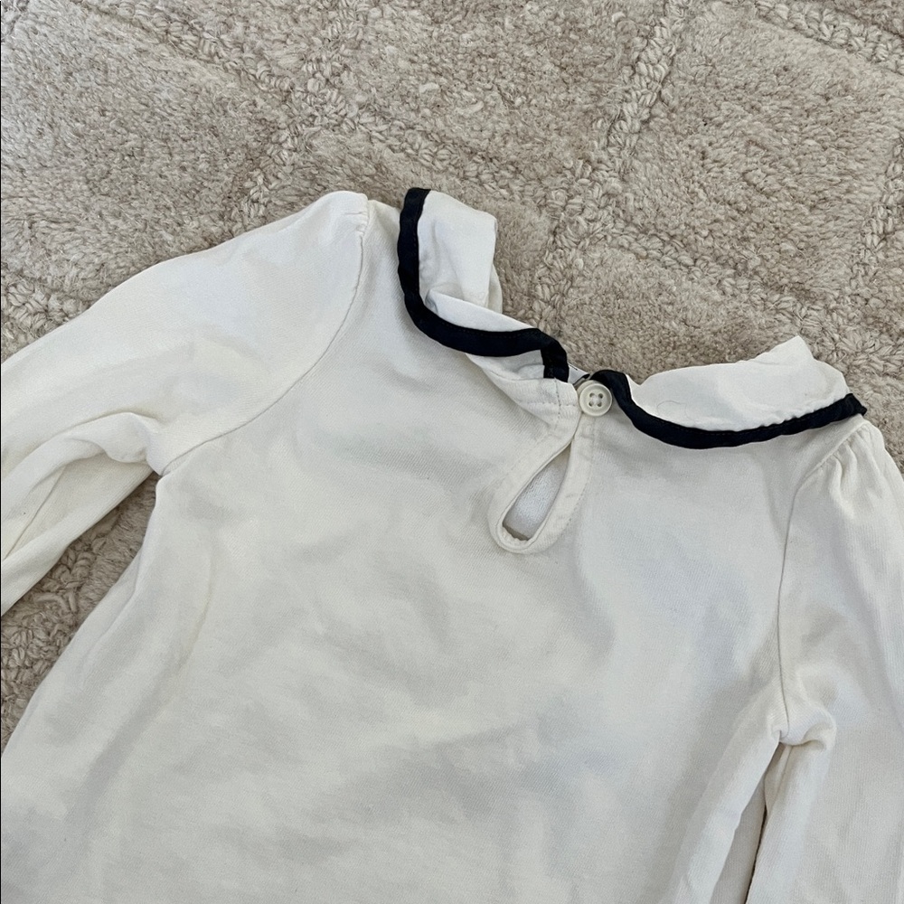 Janie and Jack Ivory Long Sleeve with Navy Bow - Picture 7 of 7